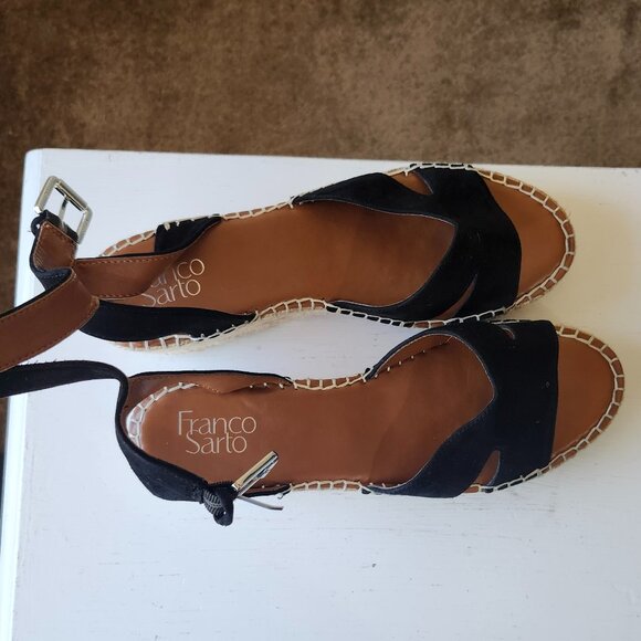 Franco Sarto Black Suede Espadrille Platform Sandals Size 8 - Picture 3 of 5